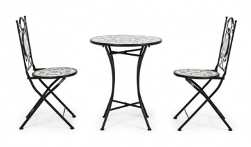 Set masa si scaune pliabile pentru gradina 3 piese multicolor din metal si ceramica, Positano Bizzotto - Img 4