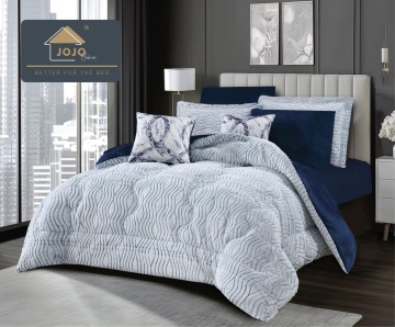 Set Pat 6 Piese Catifea & Blăniță Artificială Bleumarin | Pilota Dublă Reversibilă | Jo-Jo Home