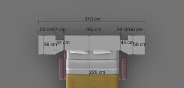 Set pat rabatabil dublu cu canapea de 2 locuri si 2 dulapuri Royal Single (50 cm) - ROYAL SMALL WARDROBE&SOFA SET (150X200) - Img 4