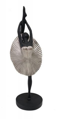 Statueta neagra / argintie din rasina, 14 x 14 x 42,5 cm, Fashion Mauro Ferreti