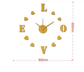 Sticker decorativ cu ceas, plastic / vinil, galben, 60 x 60 cm, Orologio Love Mauro Ferreti - Img 3