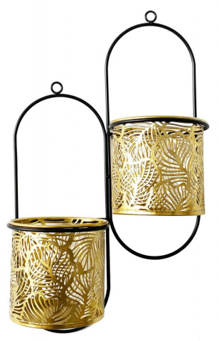 Suport de ghivece auriu din metal, 27 x 14 x 48 cm, Hong Mauro Ferreti