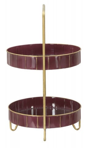Suport pentru reviste rosu bordo/auriu din metal, ∅ 34,5 cm, Double Glam Mauro Ferretti - Img 2