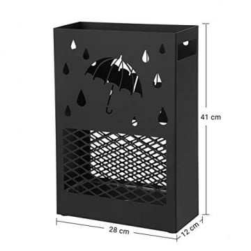 Suport umbrela, 28 x 12 x 41 cm, metal, negru, Songmics - Img 8