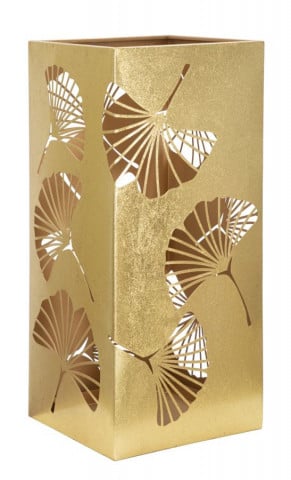 Suport umbrele auriu din metal, 24x24x55 cm, Carved Leaf Mauro Ferretti - Img 2