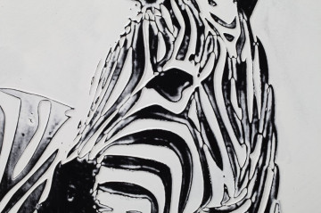 Tablou alb / negru din lemn si panza, 80 x 3 x 80 cm, Zebra B Mauro Ferreti - Img 3