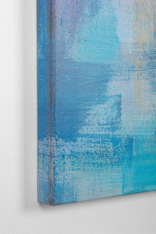 Tablou decorativ albastru din lemn de Brad si panza, 140x3,5x70 cm, Abstract Talent Bizzotto - Img 2