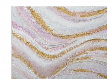 Tablou decorativ auriu / roz din lemn de pin si panza, 60 x 2,7 x 90 cm, Punkly Mauro Ferreti - Img 2