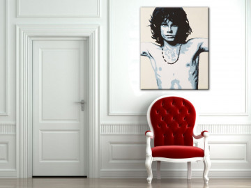 Tablou decorativ din panza si lemn, 100 x 3 x 120 cm, Jim Morrison Mauro Ferreti - Img 3