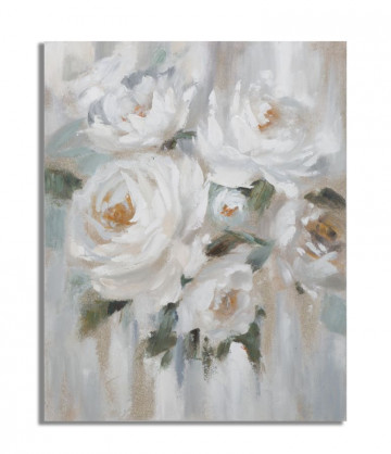 Tablou decorativ multicolor din lemn de Pin si panza, 80x3,7x100 cm, White Flower Mauro Ferretti - Img 1