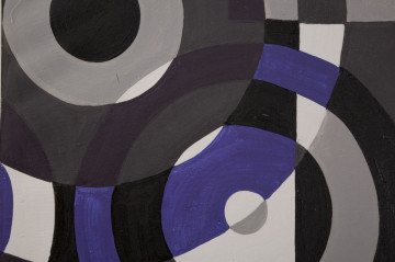 Tablou gri / violet din lemn si panza, cu oglinda inclusa, 150 x 3 x 50 cm, Viola B Mauro Ferreti - Img 2