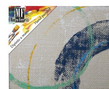 Tablou multicolor din lemn si panza, 80 x 3 x 80 cm, Floating Circles Mauro Ferreti - Img 3