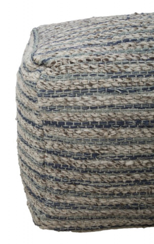 Taburet gri din lana, iuta si bumbac, 50 x 50 x 40 cm, Peru Mauro Ferreti - Img 4