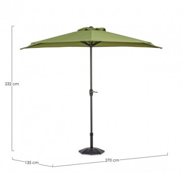 Umbrela de gradina semiluna verde olive din poliester si metal, 270x135 cm, Kalife Bizzotto - Img 3