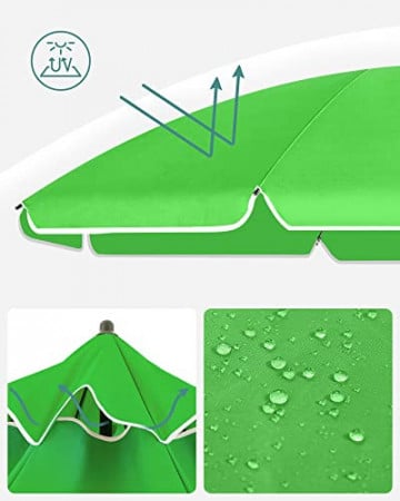 Umbrela de gradina verde din poliester si metal, ∅ 160 cm, Vasagle - Img 7