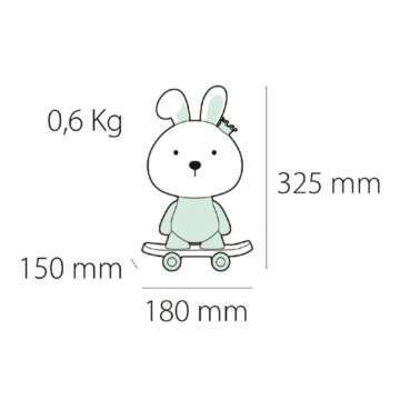 Veioza pentru copii Cute Pet Rabbit 2, 1x E14 / 7W / 12V, albastru, Kelektron - Img 3
