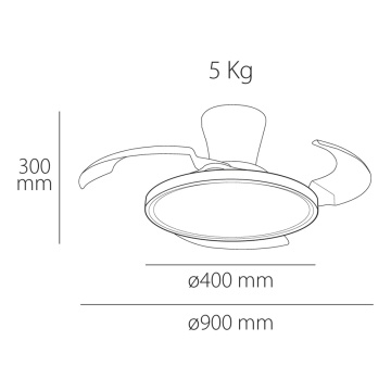 Ventilator de tavan LED Eolo Slim, 3 pale, 32W, Alb, Kelektron – fotografie comercială a produsului