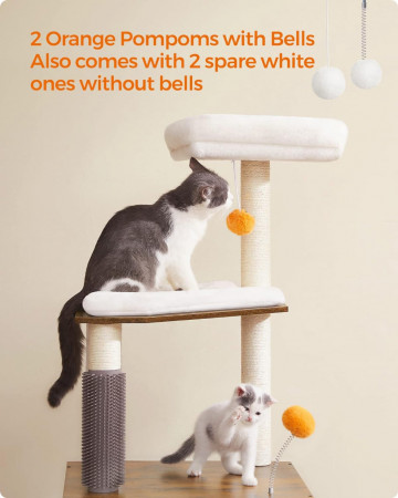 Ansamblu pentru pisici cu litiera, 52 x 52 x 134 cm, plus / PAL melaminat, maro / alb, Feandrea - Img 5
