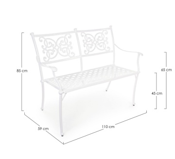 Bancă de gradina din aluminiu, alb, 110x59x85 cm, Giglio Bizotto - Img 3