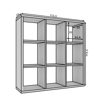 Bibliotecă, 114x113.5 cm, Cleo VI, ADRK Furniture – cadru suplimentar din prezentarea produsului