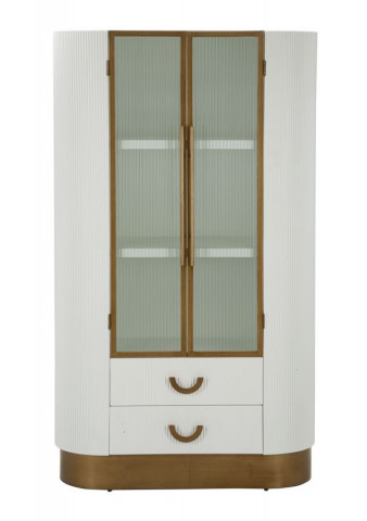 Bufet alb / maro din lemn de frasin si MDF, 85 x 40 x 160 cm, Tolosa Mauro Ferreti - Img 2