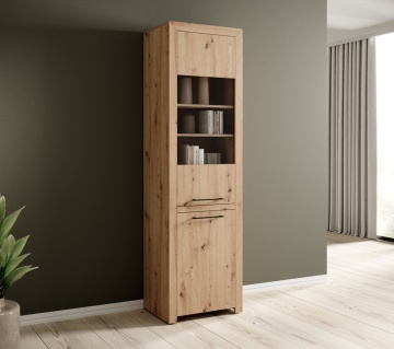 Bufet high JANEZ – 58x40x200 cm – Stejar Artisan / Negru
