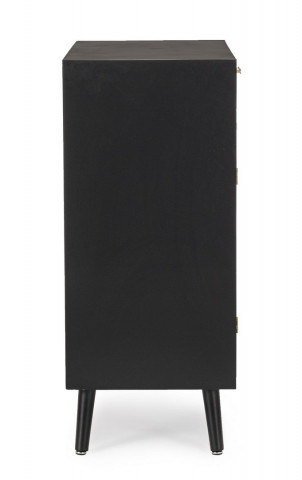 Bufet negru din Lemn de Pin si Ratan, 80x40x92 cm, Josine Bizzotto - Img 4