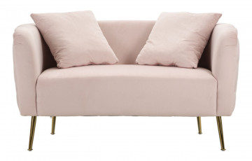 Canapea cu 2 locuri, roz, din stofa si metal, 127 x 74 x 73 cm, Bucarest Mauro Ferreti - Img 2