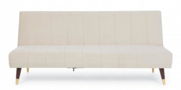 Canapea extensibilă crem din catifea si lemn de Eucalipt cu 3 locuri, 180 cm, Alma Bizzotto - Img 3