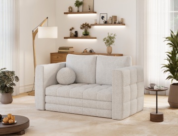 Canapea Kastol , alb bouclé extensibil, 137x71x74 cm – Royal 01 - Img 6