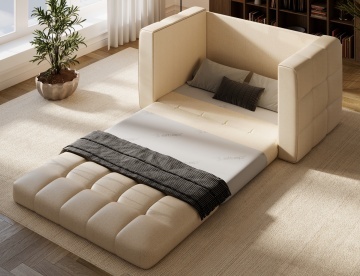 Canapea Kastol , light beige plush extensibil, 137x71x74 cm – Avexin 18 - Img 7