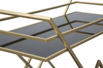 Carucior pentru servire auriu/negru din sticla temperata si metal, 90 cm, Piramid Mauro Ferretti - Img 5