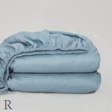 Cearceaf cu elastic, 100% bumbac, tesatura satin, albastru, Roxyma Dream