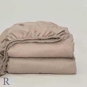 Cearceaf cu elastic, 100% bumbac, tesatura satin, maro, Roxyma Dream