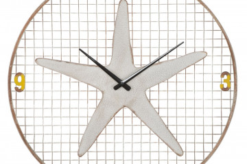Ceas decorativ alb/maro antichizat din metal, ∅ 57 cm, Sea Star Mauro Ferretti - Img 2