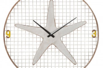Ceas decorativ alb/maro antichizat din metal, ∅ 57 cm, Sea Star Mauro Ferretti - Img 2