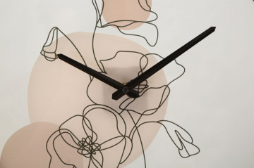 Ceas decorativ alb/negru din metal, ∅ 40 cm, Flowers Mauro Ferretti - Img 2