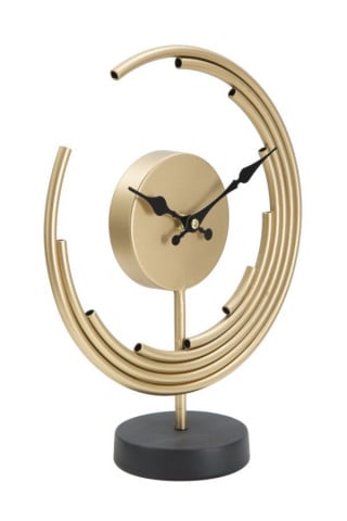 Ceas decorativ de masa auriu din metal, 25x10x30 cm, Moon Mauro Ferretti - Img 2