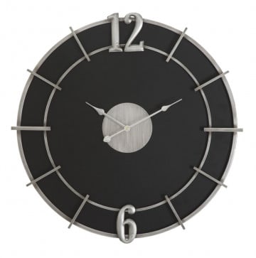 Ceas decorativ negru/argintiu din MDF si metal, ∅ 60 cm, Glam Silver Mauro Ferretti - Img 1