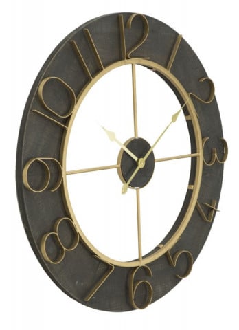 Ceas decorativ negru/auriu din metal si MDF, ∅ 70 cm, Dark Glam Mauro Ferretti - Img 2