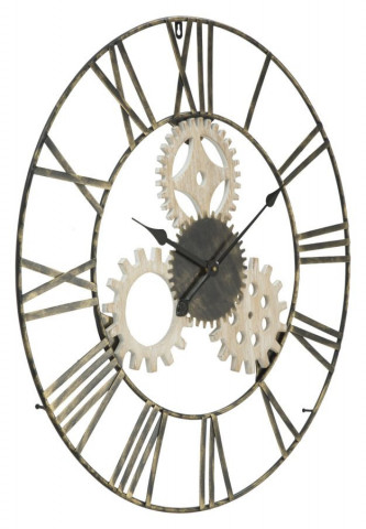 Ceas decorativ negru/crem din metal si MDF, ∅ 70 cm, Gear Mauro Ferretti - Img 2