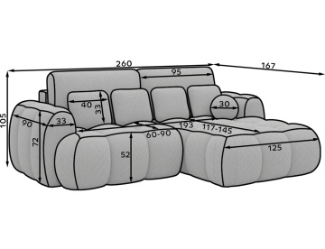 Colțar Covelion extensibil, 260x167x105 cm, orientare dreapta – Royal 18 - Img 12