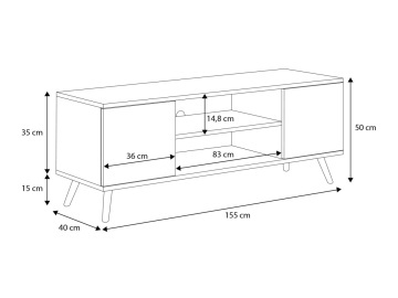 Comodă TV, 155x40x50cm, Petra, ADRK Furniture - Img 4