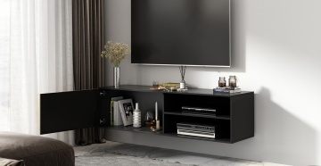 Comodă TV Meorati 150 wall-mounted Media cabinet negru – Negru - Img 10