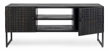 Comoda TV neagra din metal si MDF, 130x40x56 cm, Dorset Bizzotto - Img 8