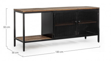 Comoda TV neagra/maro din metal si lemn de Mango, 120x35x52 cm, Roderic Bizzotto - Img 2