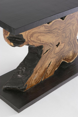 Consola neagra/maro din lemn de Teak, 120x40x75 cm, Marwood Bizzotto - Img 3