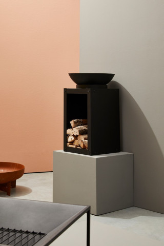 Cos de foc cu compartiment pentru lemne, negru, 50x75H, Efesto Yes - Img 7
