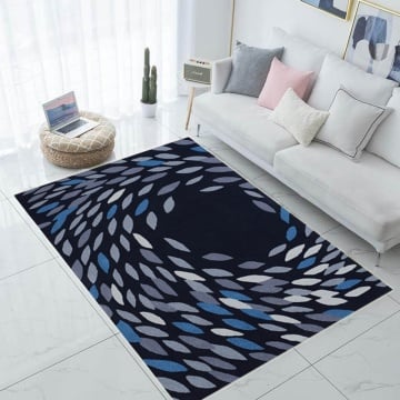 Covor Hurricane Bedora,160x230 cm, 100% lana, bleumarin, finisat manual - Img 4