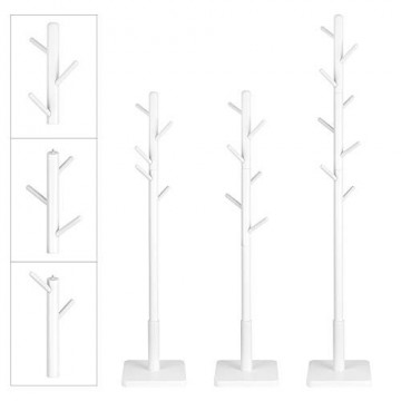 Cuier pom, 30 x 30 x 175 cm, MDF / lemn de arbore de cauciuc, alb, Vasagle - Img 11